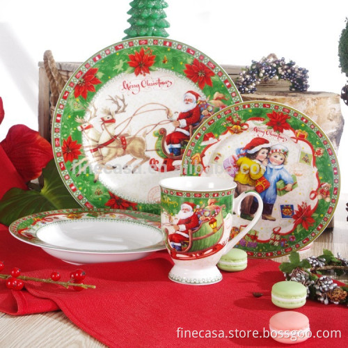 6 Pieces Fine New Bone China Christmas Coffee Set Porcelain
